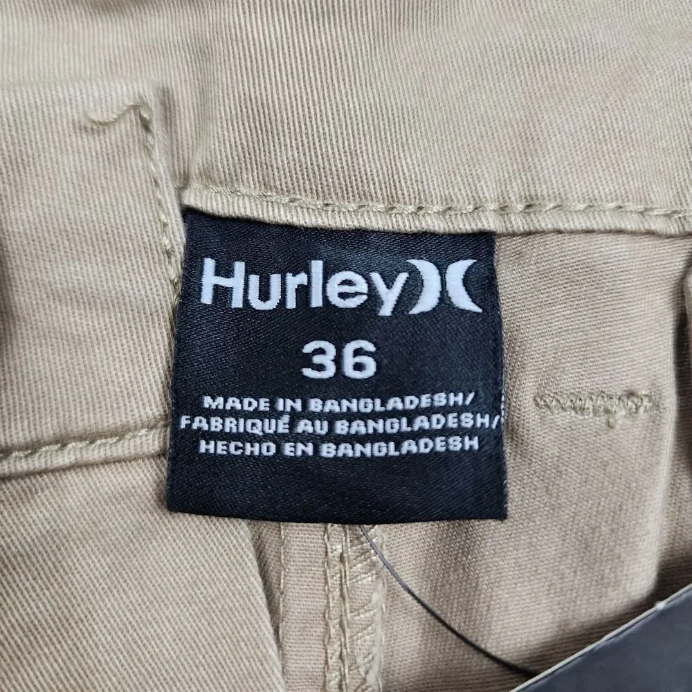 NWT Hurley Everyday Twill Chino Pants Men's 36 Khaki Beige Stretch Work Golf - Picture 11 of 14